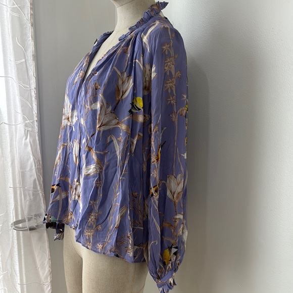 Floral Chiffon Blouse - Blue - Picture 3 of 5